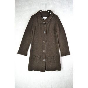 Max Studio MSSP Women's Medium Brown Lambswool Long Cardigan Sweater